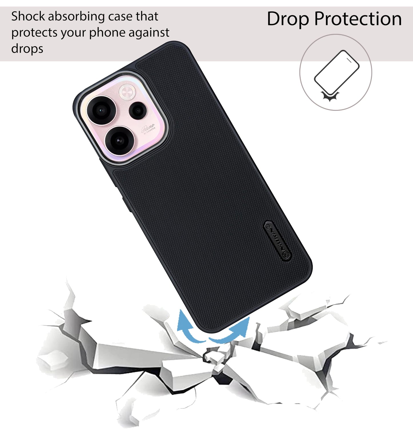 NIUKIN Super Frosted Dotted Case with Camera Ring for Oppo Reno 15c