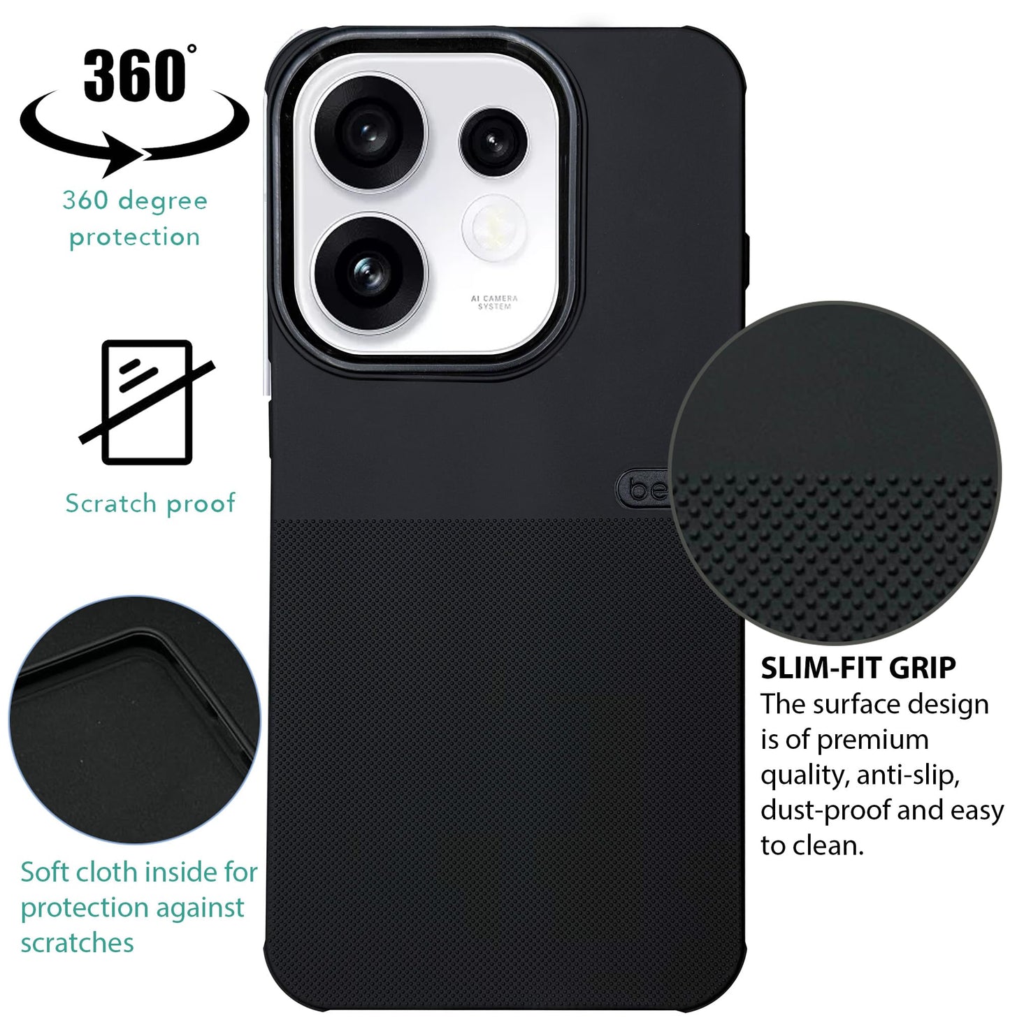 BEOTS Rugged back case with Camera Ring for Oppo Reno 16