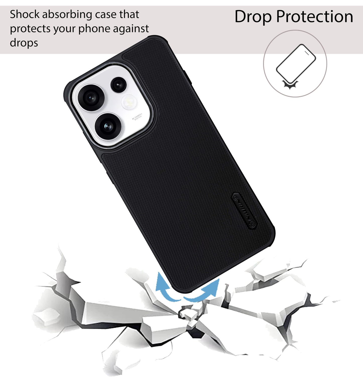 NIUKIN Super Frosted Dotted Case with Camera Ring for Oppo Reno 16
