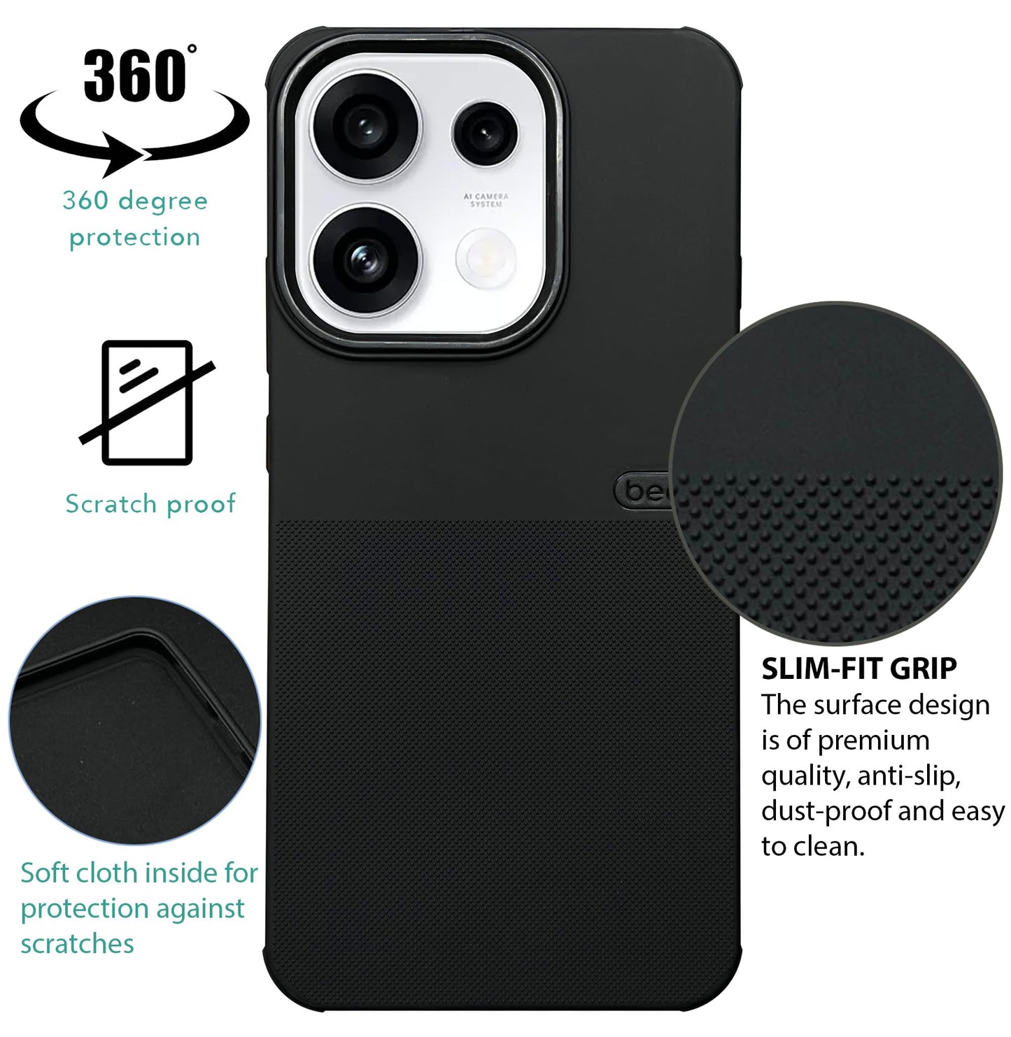 BEOTS Rugged back case with Camera Ring for Oppo Reno 16c