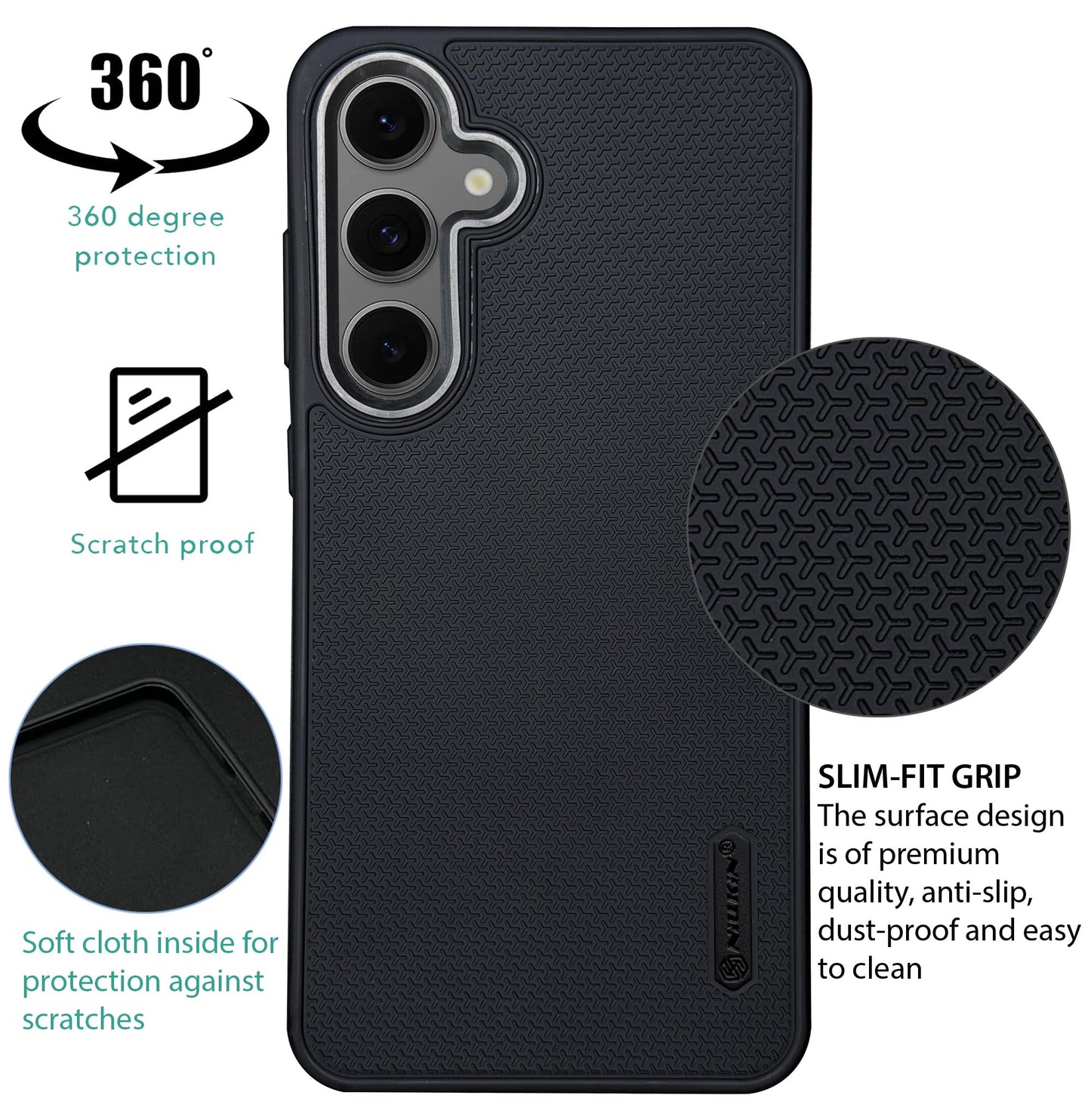 Niukin Grip Guard Back Case with Camera Ring for Samsung Galaxy S24 FE