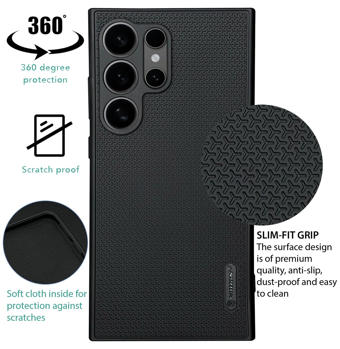 Niukin Grip Guard Back Case for Samsung Galaxy S24 Ultra