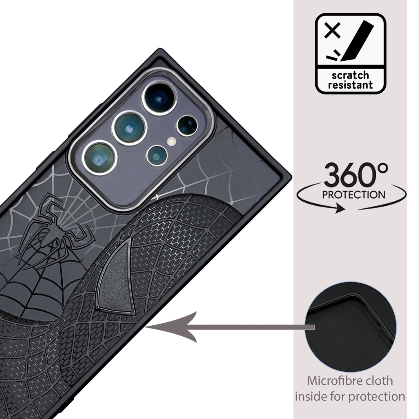 Sp Superhero Web Case with Metallic Camera Ring for Samsung S24 Ultra