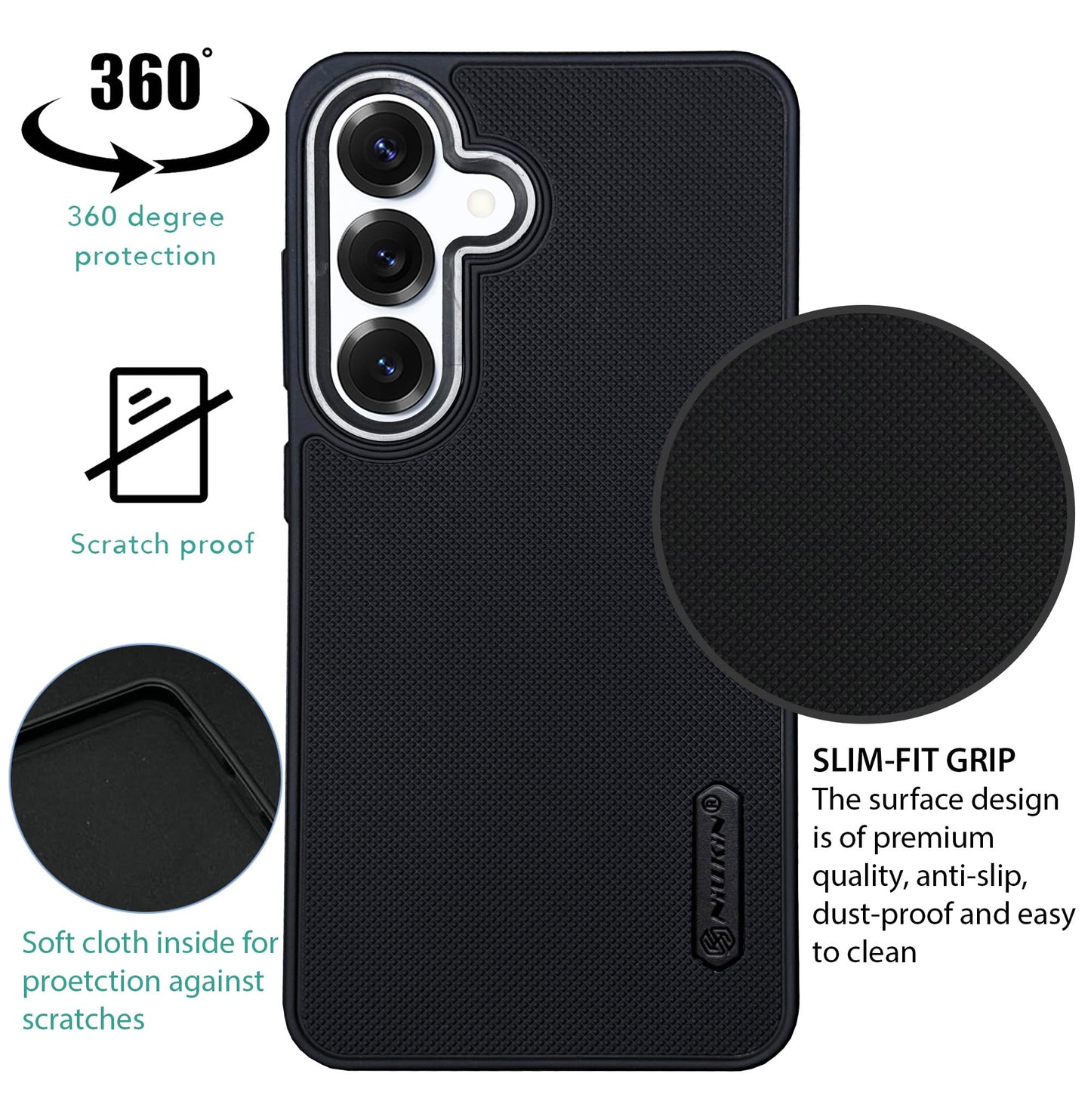 NIUKIN Super Frosted Dotted Case with Camera Ring for Samsung S25