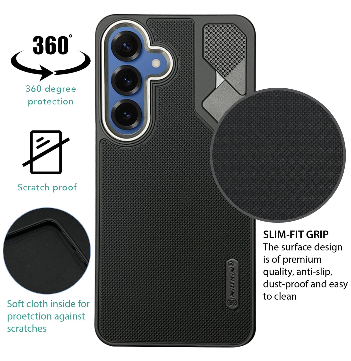 NIUKIN Fancy Super Frosted Dotted Case with Camera Ring for Samsung Galaxy S25