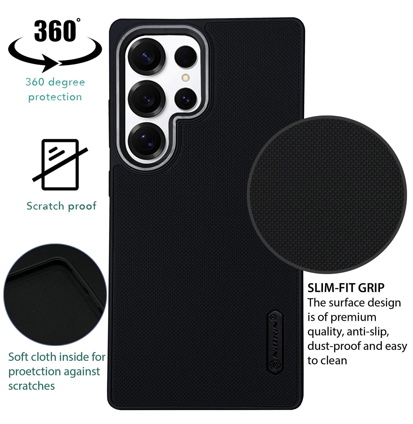 NIUKIN Super Frosted Dotted Case with Camera Ring for Samsung S25 Ultra