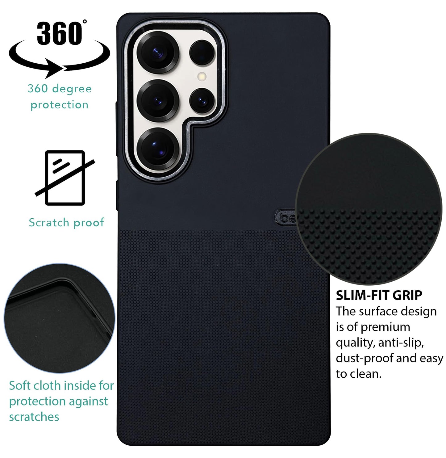 BEOTS Rugged back case with Camera Ring for Samsung Galaxy S25 Ultra