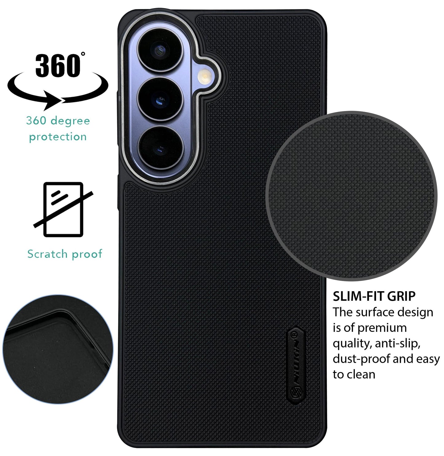 NIUKIN Super Frosted Dotted Case with Camera Ring for Samsung S26