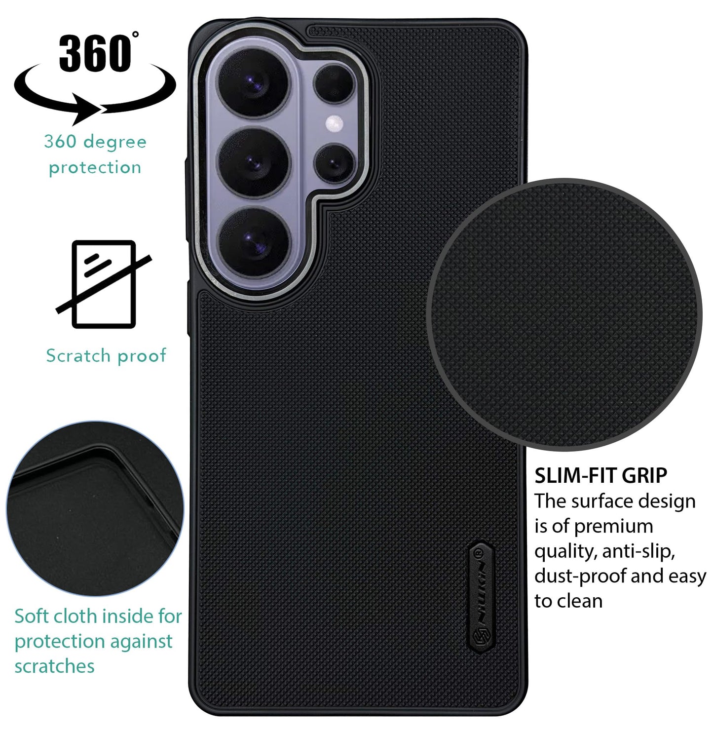 NIUKIN Super Frosted Dotted Case with Camera Ring for Samsung S26 Ultra