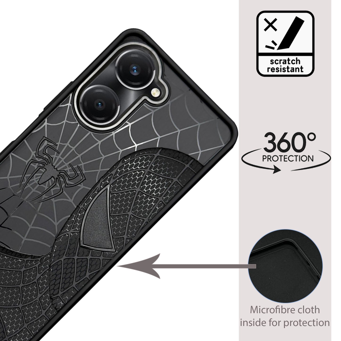 Sp Superhero Web Case with Metallic Camera Ring for Vivo T3 Lite(5G)