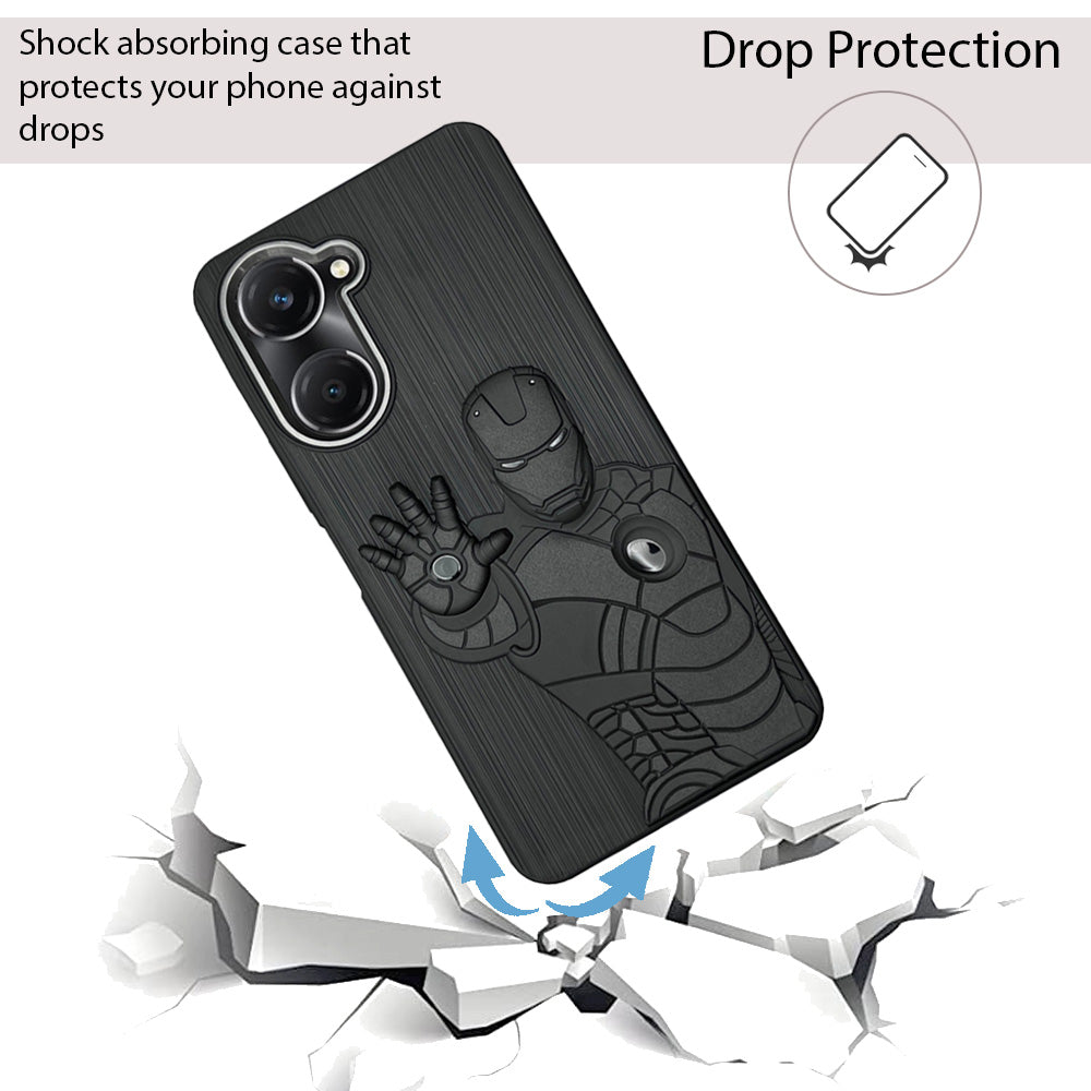 IR Superhero Action Case with Metallic Camera Ring for Vivo T3 Lite
