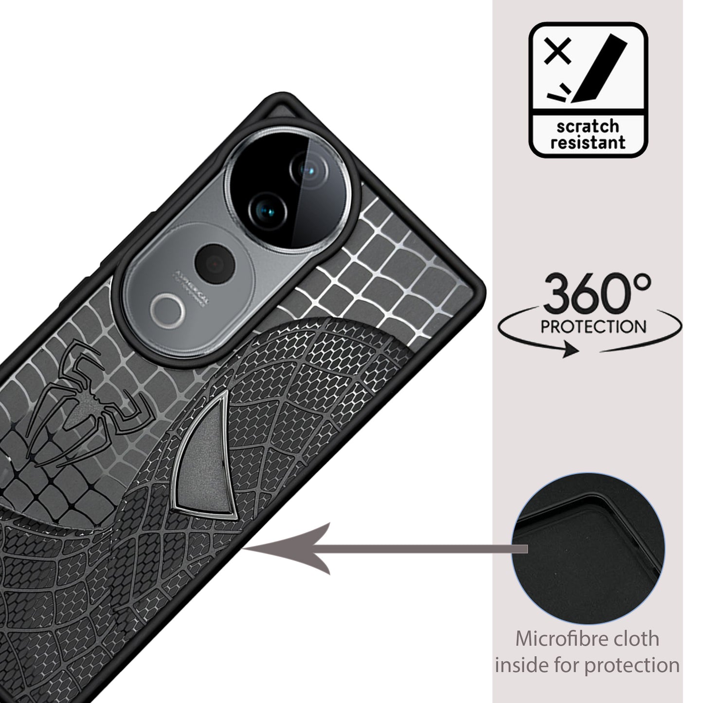 Sp Superhero Web Case with Metallic Camera Ring for Vivo T3 Ultra(5G)