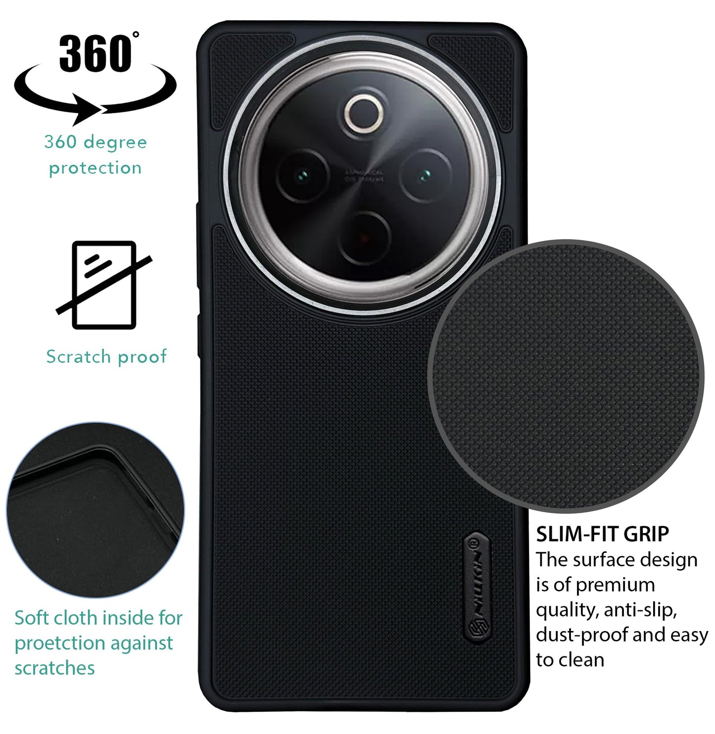 NIUKIN Super Frosted Dotted Case with Camera Ring for Vivo T4