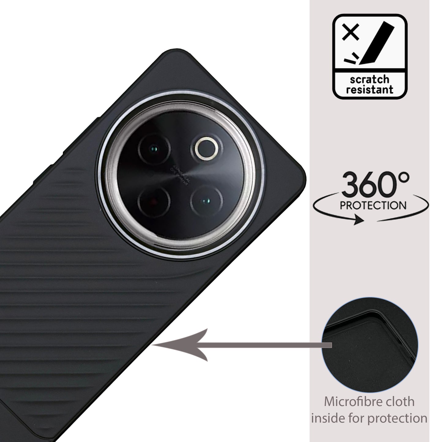 Ripple Wave Case with Metallic Camera Ring for Vivo T4(5G)