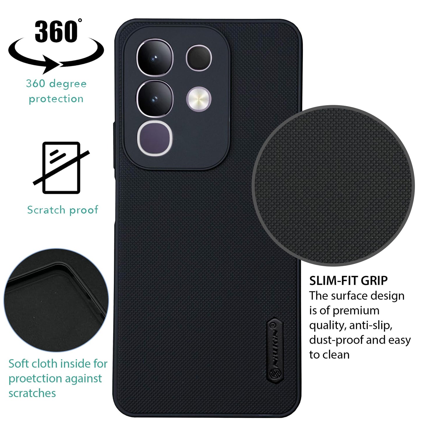 NIUKIN Super Frosted Dotted Case for Vivo T4x 5G