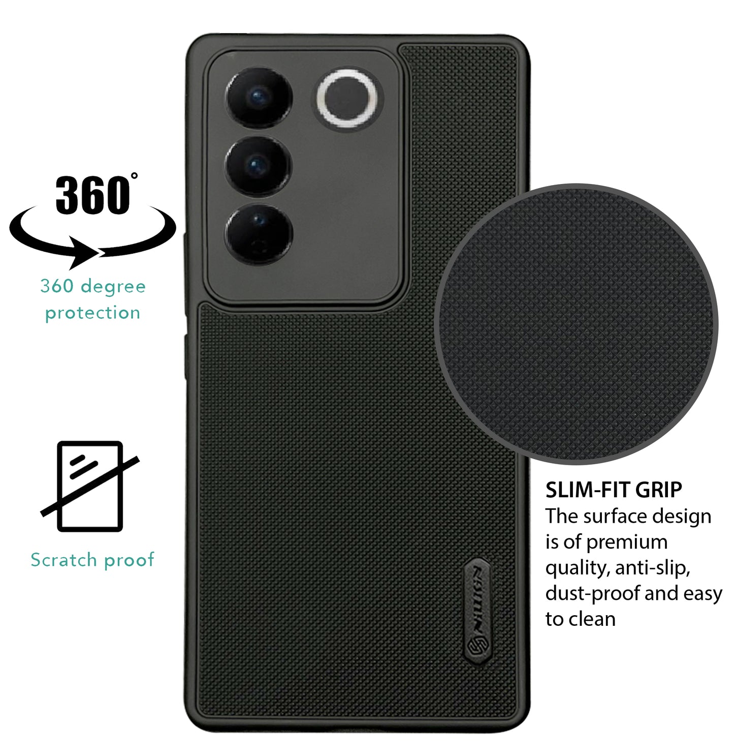 NIUKIN Super Frosted Dotted Case for Vivo V27 Pro