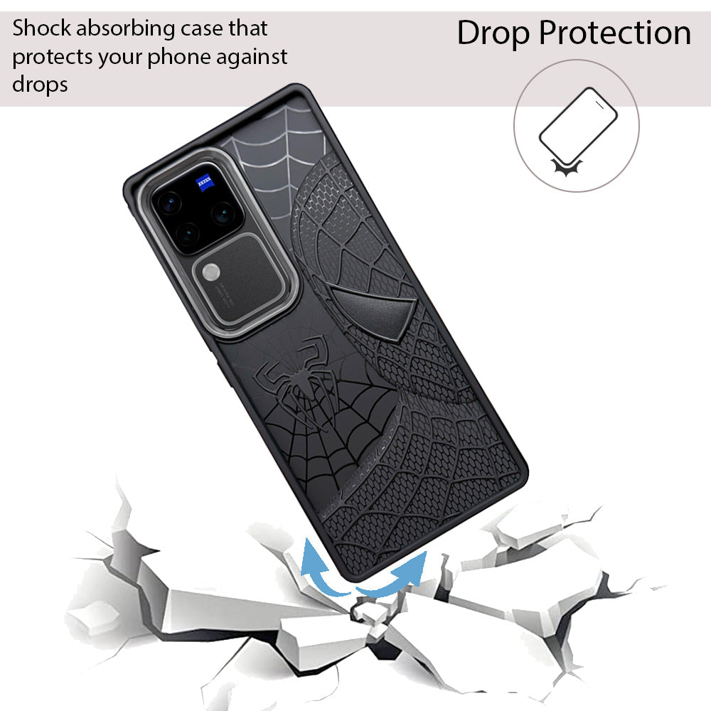 Sp Superhero Web Case with Metallic Camera Ring for Vivo V30 Pro(5G)