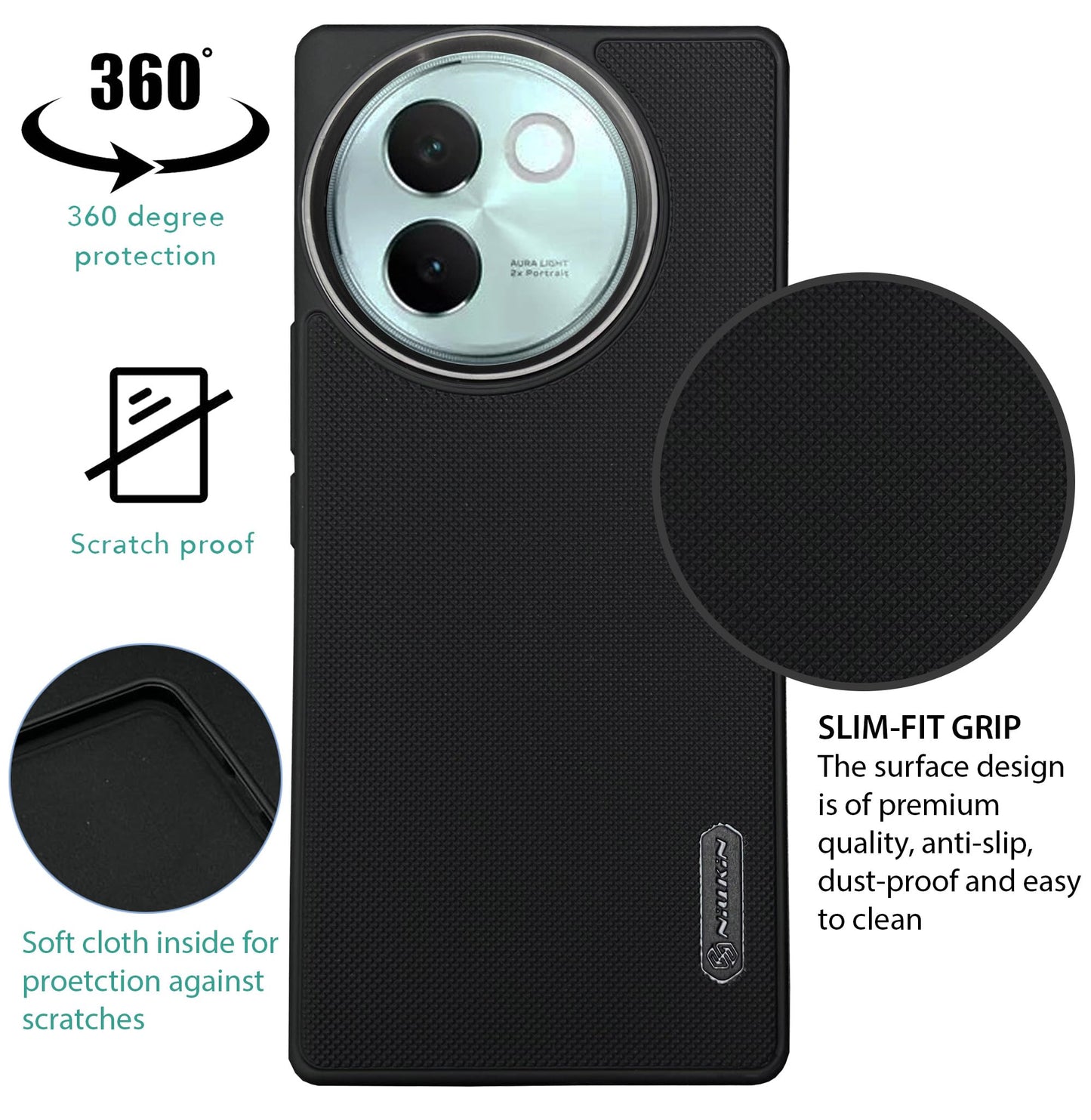 NIUKIN Super Frosted Dotted Case with Camera Ring for Vivo V30e