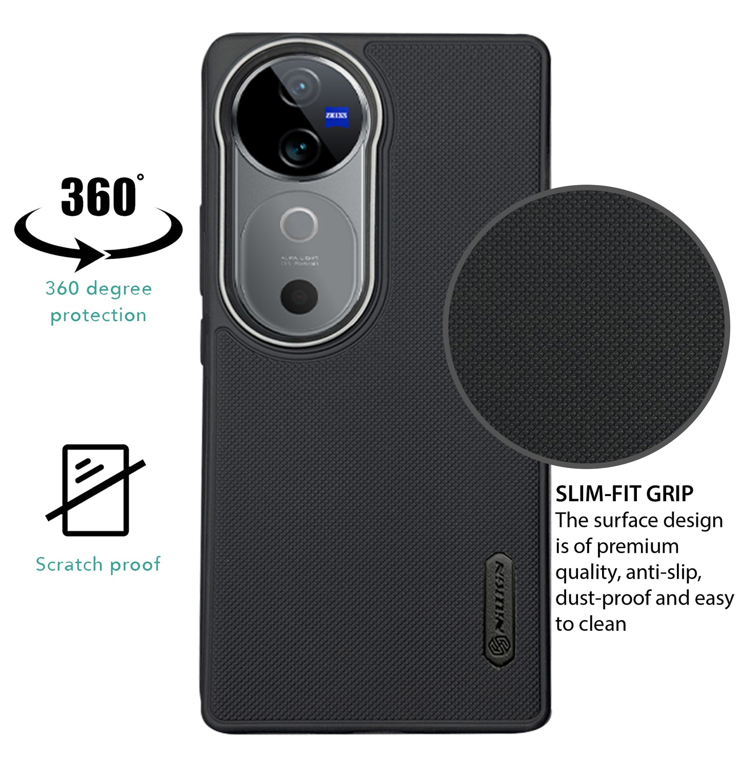 NIUKIN Super Frosted Dotted Case with Camera Ring for Vivo V40