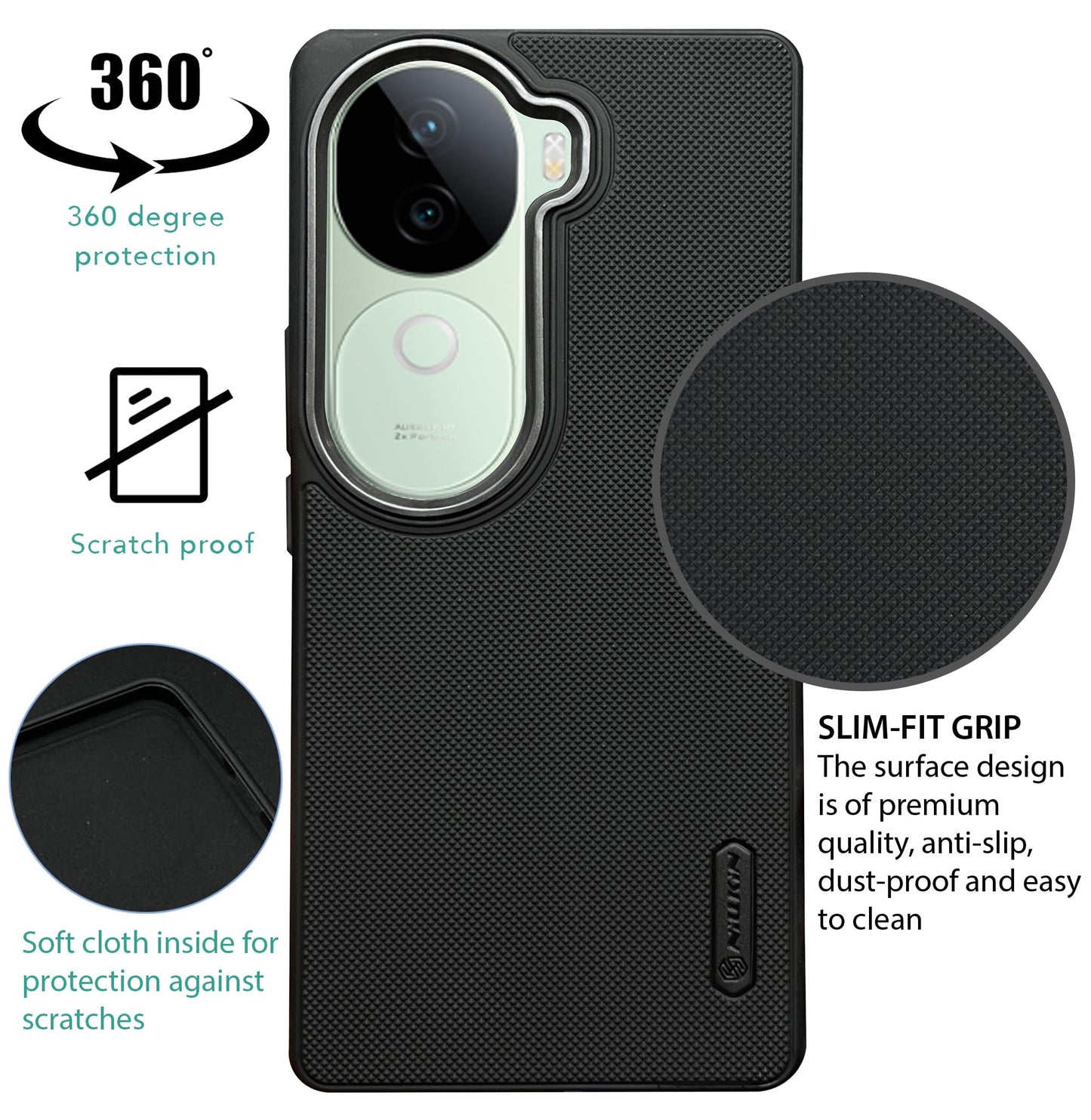 NIUKIN Super Frosted Dotted Case with Camera Ring for Vivo V40e