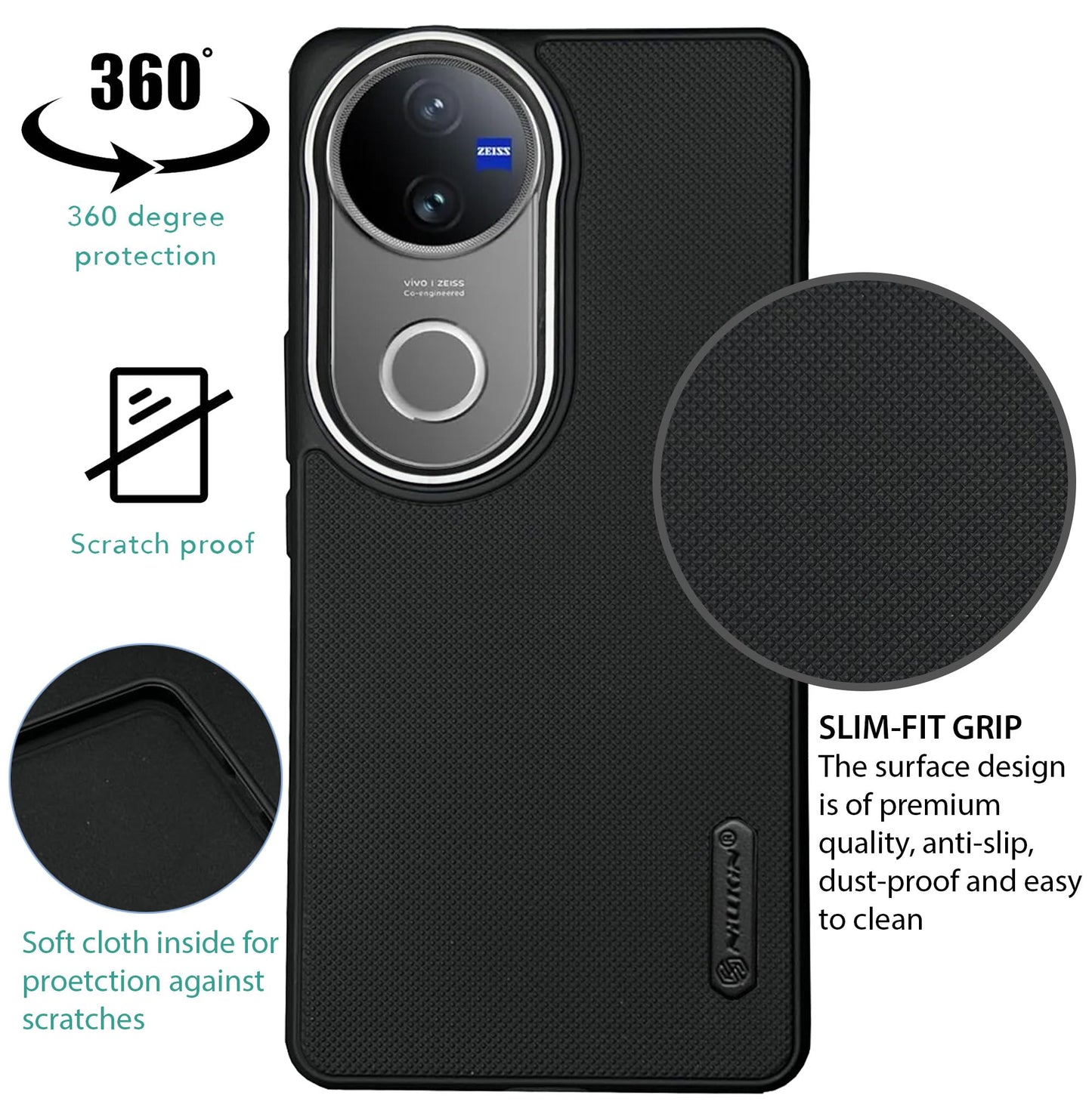 NIUKIN Super Frosted Dotted Case with Camera Ring for Vivo V50e