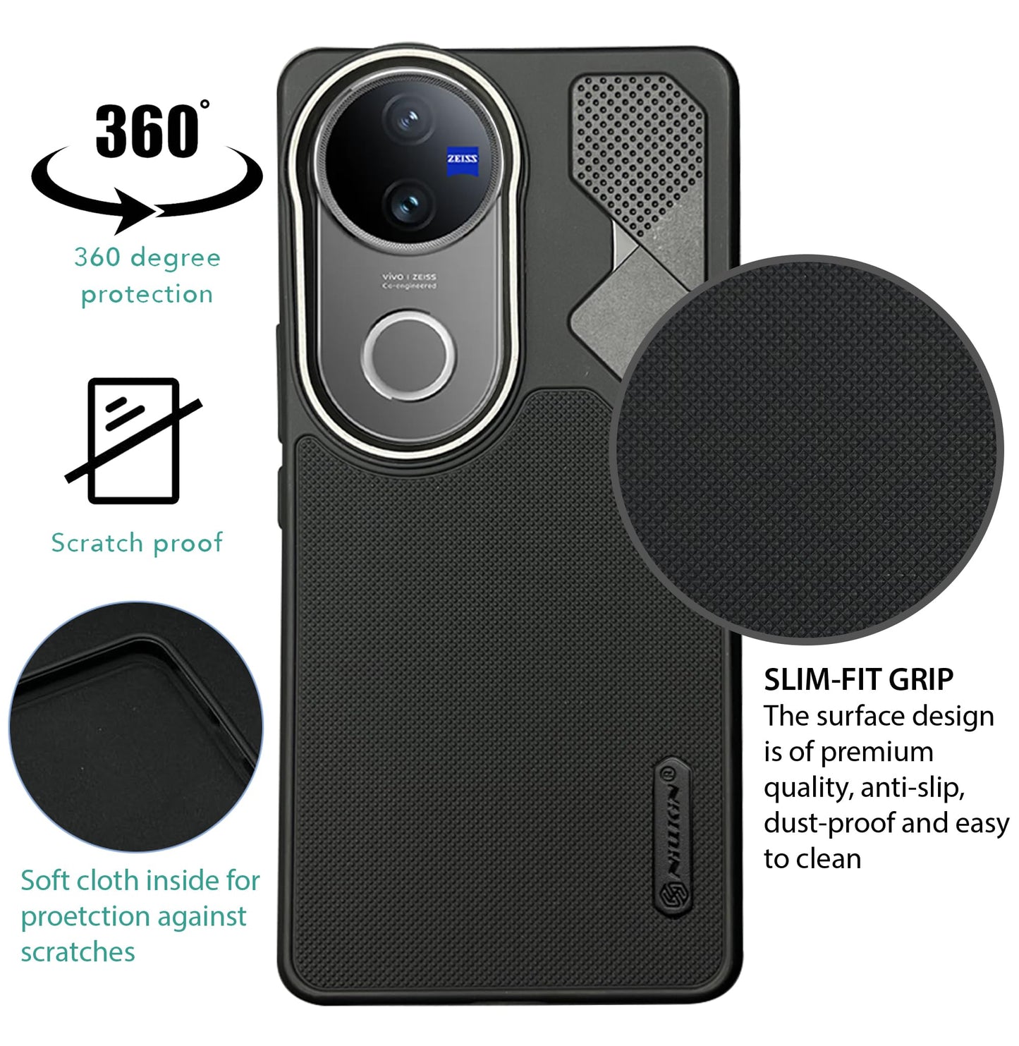 NIUKIN Fancy Super Frosted Dotted Case with Camera Ring for Vivo V50e