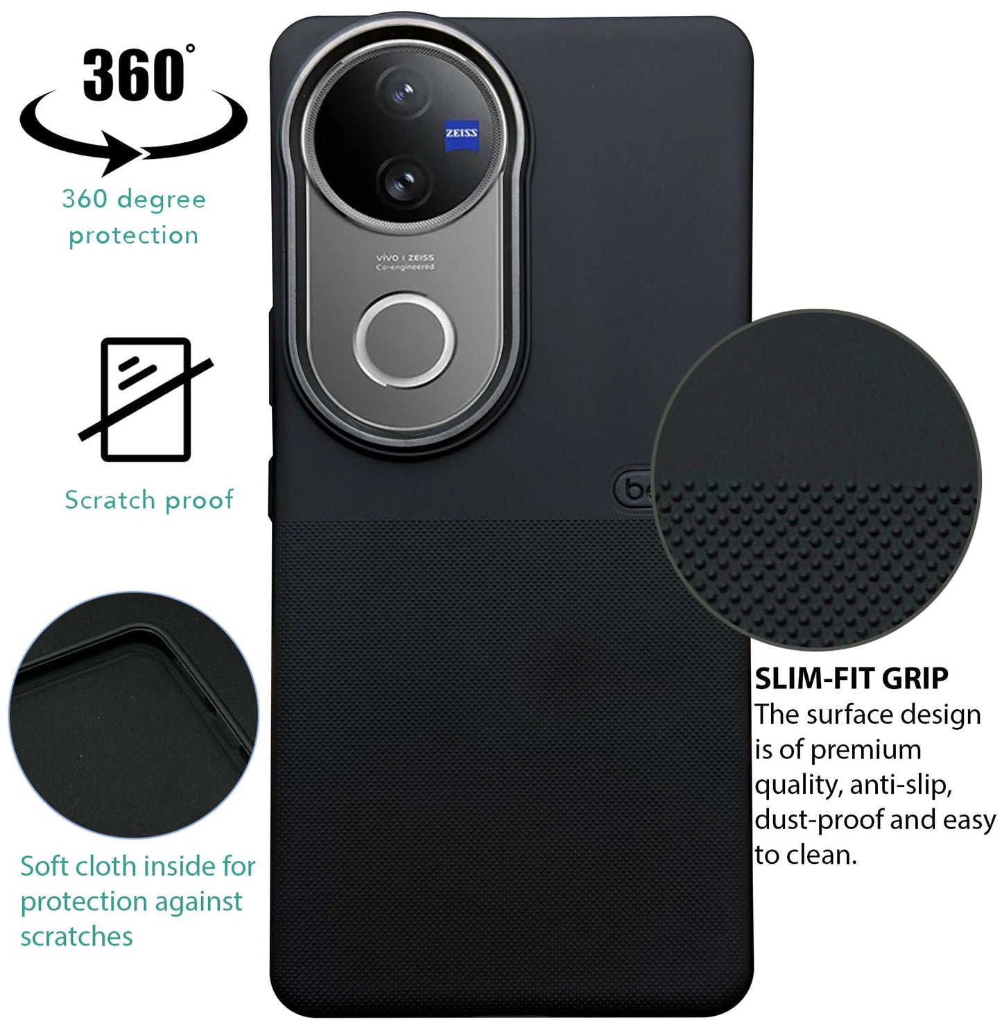 BEOTS Rugged back case with Camera Ring for Vivo V50E