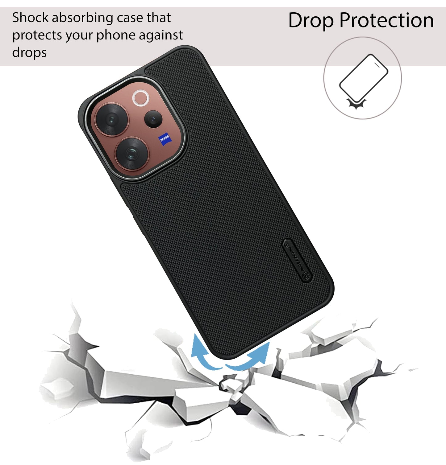 NIUKIN Super Frosted Dotted Case with Camera Ring for Vivo V70