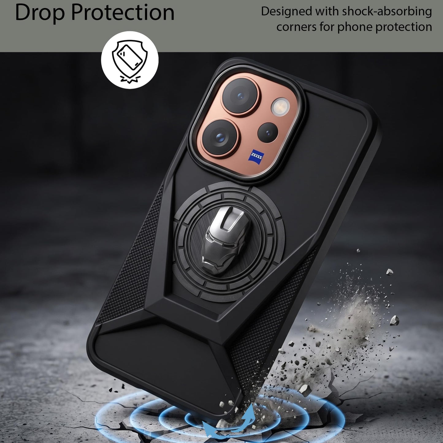 IR Superhero Armor Case with Camera Ring for Vivo 70