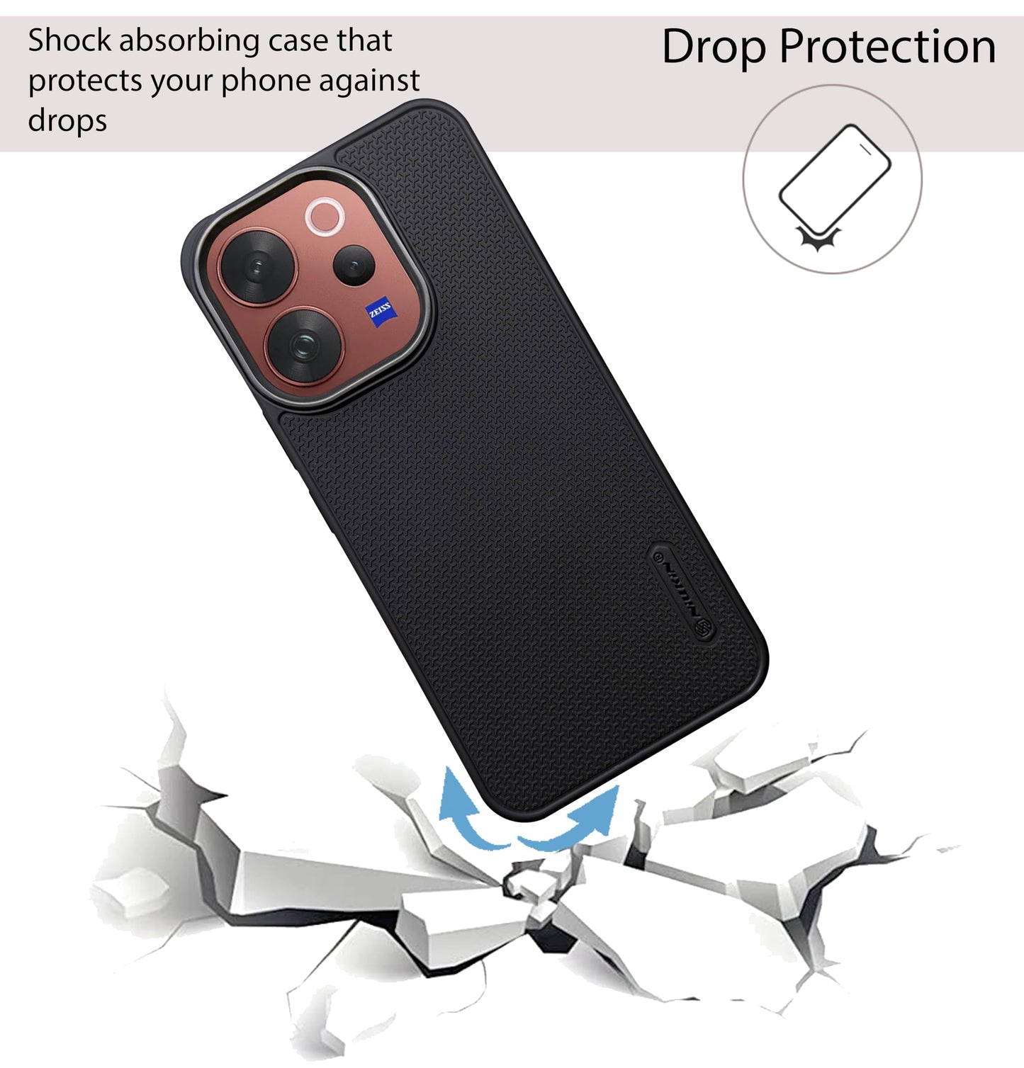 Niukin Grip Guard Back Case with Camera Ring for Vivo V70 Elite