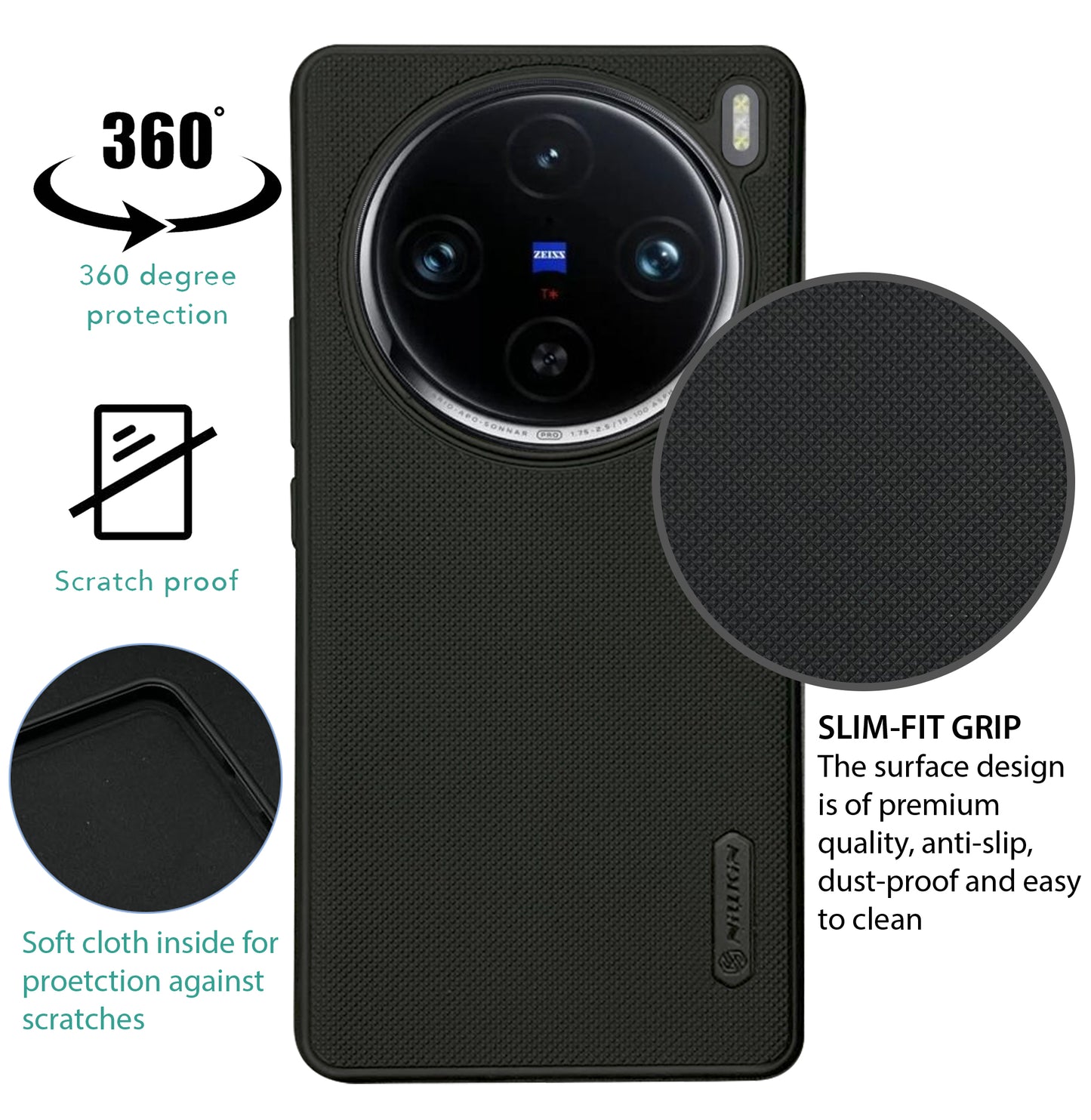 NIUKIN Super Frosted Dotted Case for Vivo X100