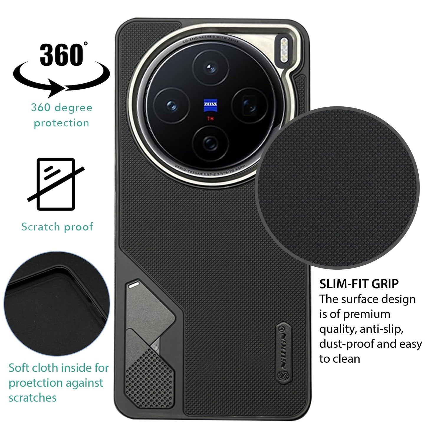 NIUKIN Fancy Super Frosted Dotted Case with Camera Ring for Vivo X200