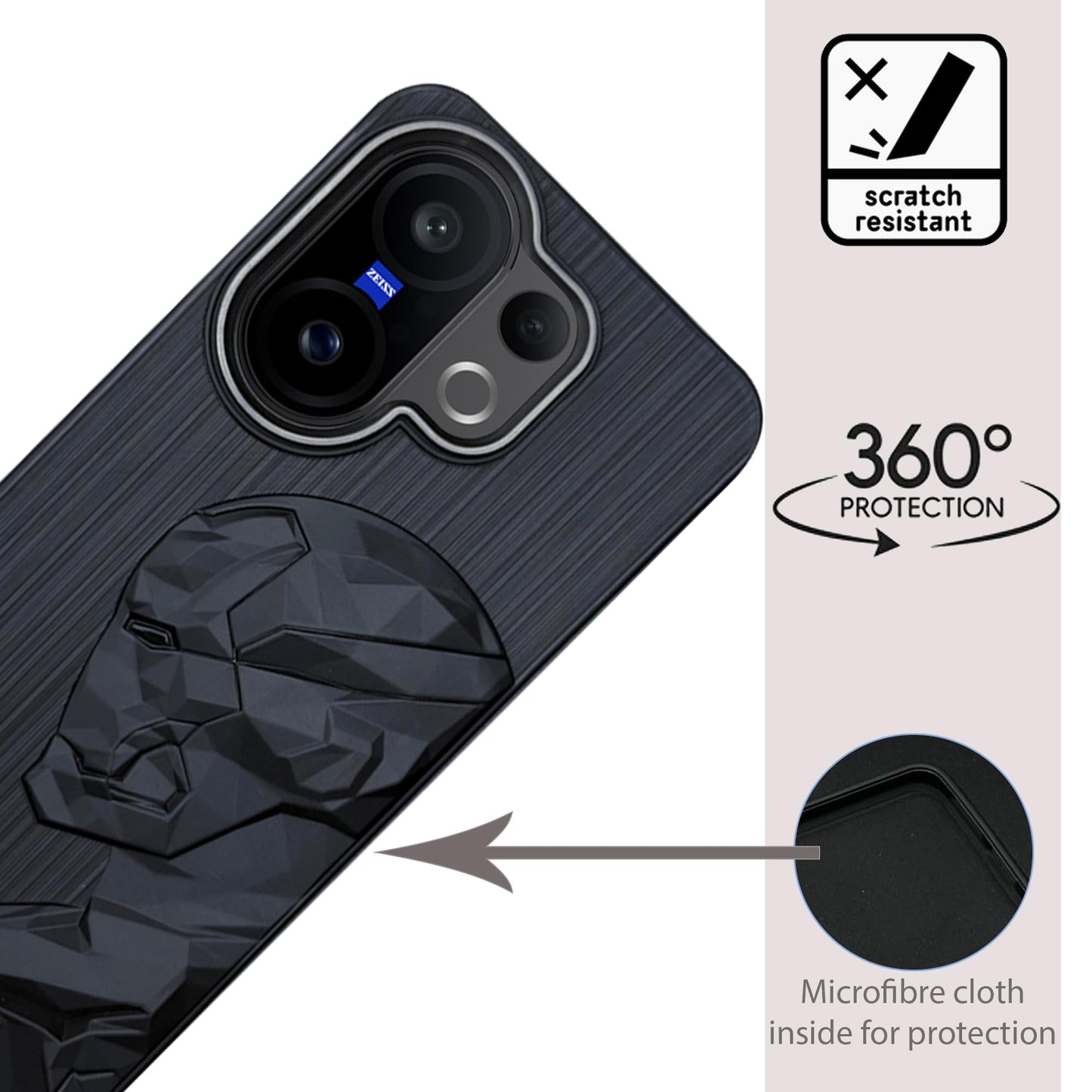 IR Superhero Side Face Prism Case with Metallic Camera Ring for Vivo X200 FE