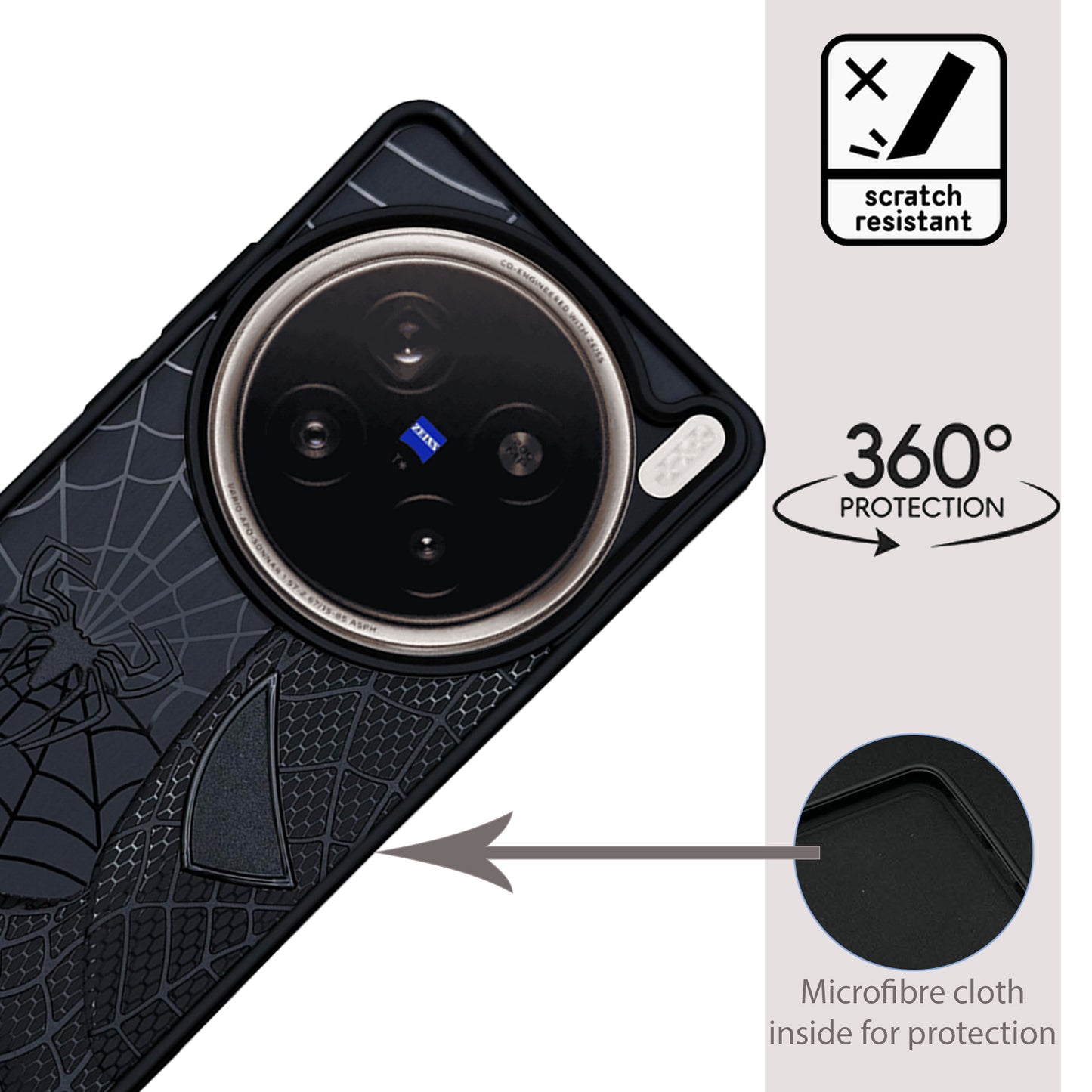 Sp Superhero Web Case with Metallic Camera Ring for Vivo X200 Pro(5G)