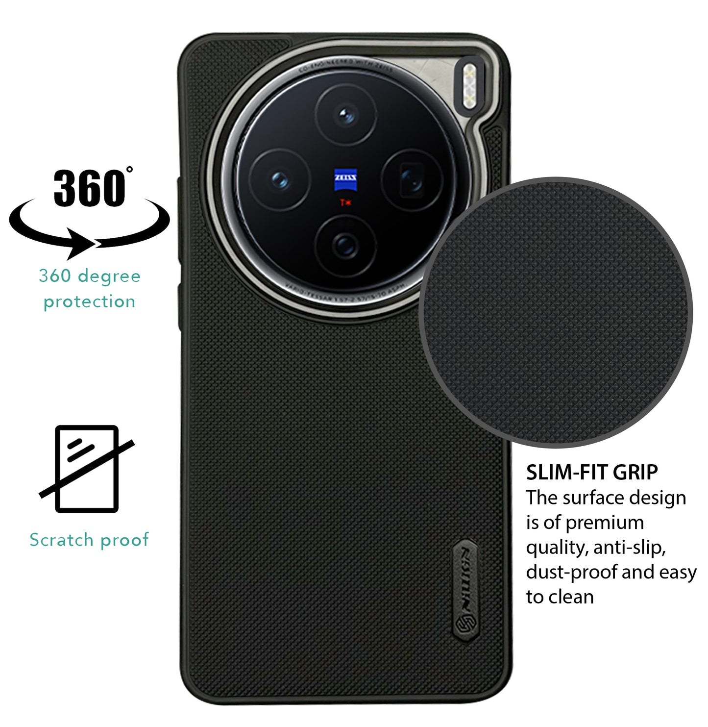 NIUKIN Super Frosted Dotted Case with Camera Ring for Vivo X200
