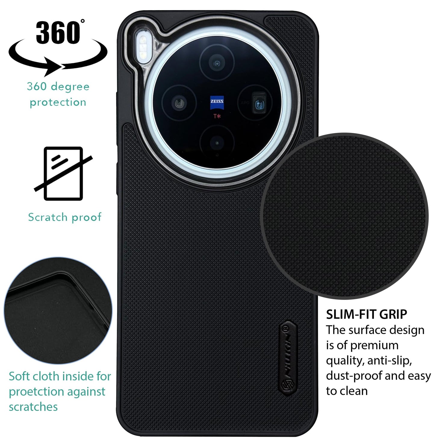 NIUKIN Super Frosted Dotted Case with Camera Ring for Vivo X300
