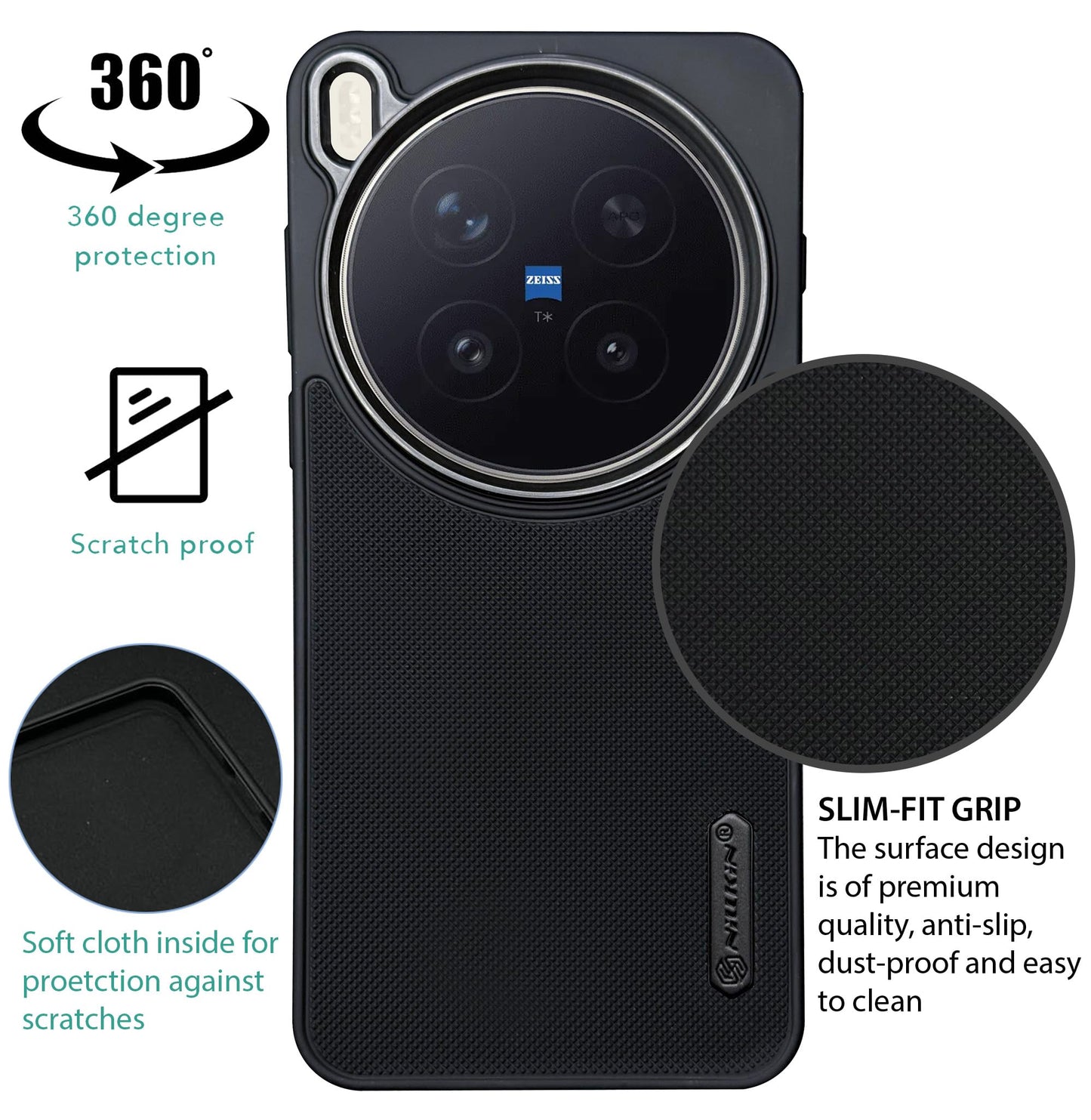 NIUKIN Super Frosted Dotted Case with Camera Ring for Vivo X300 Pro
