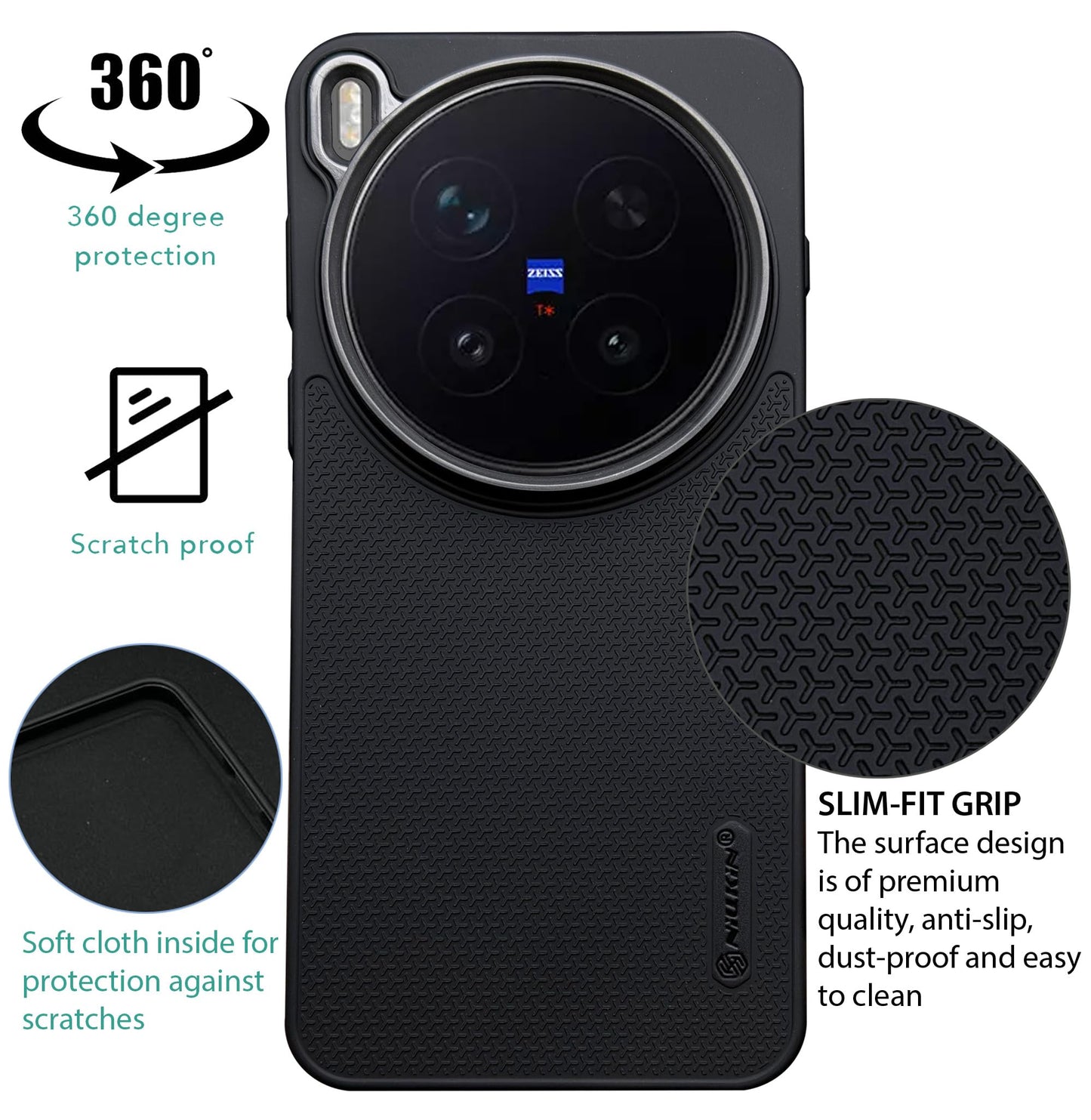 Niukin Grip Guard Back Case with Camera Ring for Vivo X300 Pro