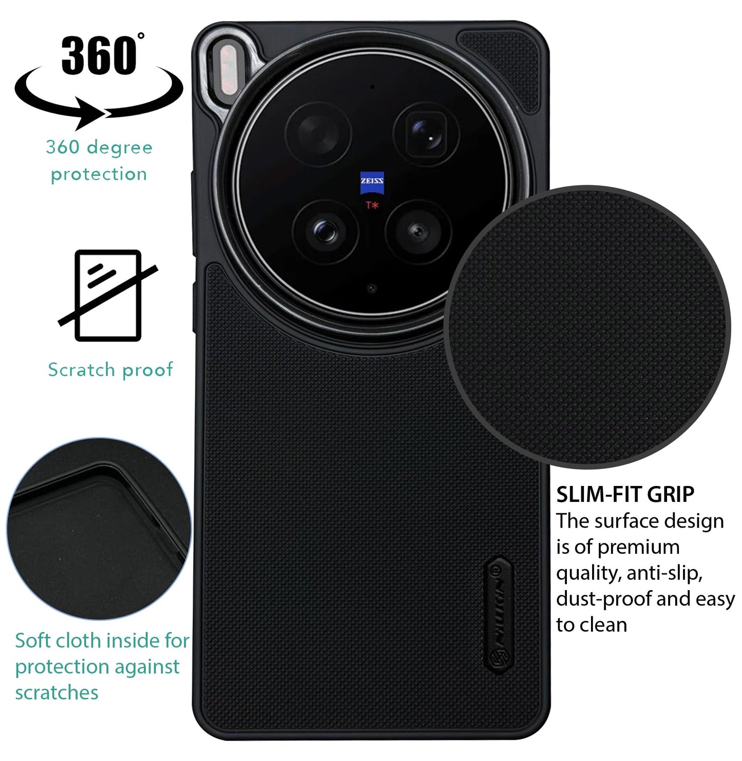NIUKIN Super Frosted Dotted Case with Camera Ring for Vivo X300 Ultra