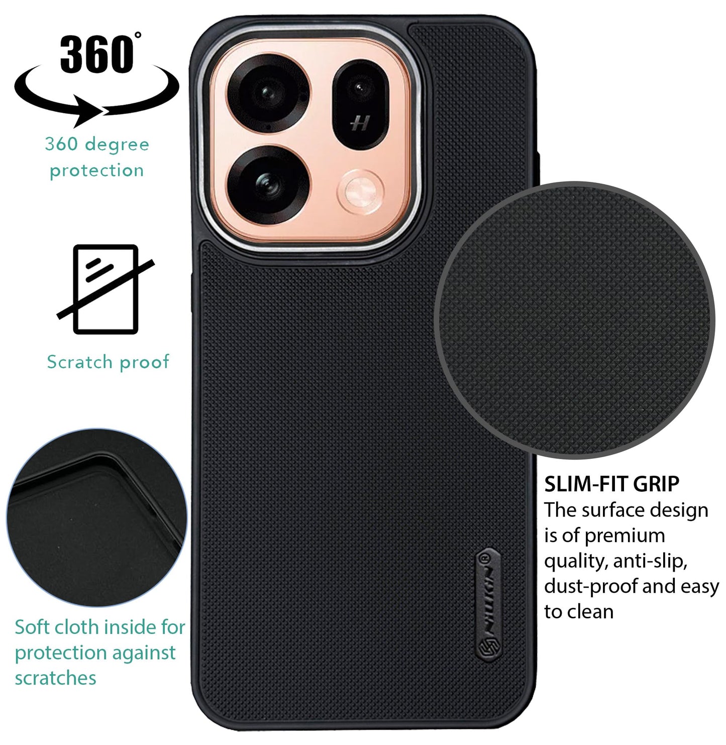 NIUKIN Super Frosted Dotted Case with Camera Ring for Oppo Find X9s