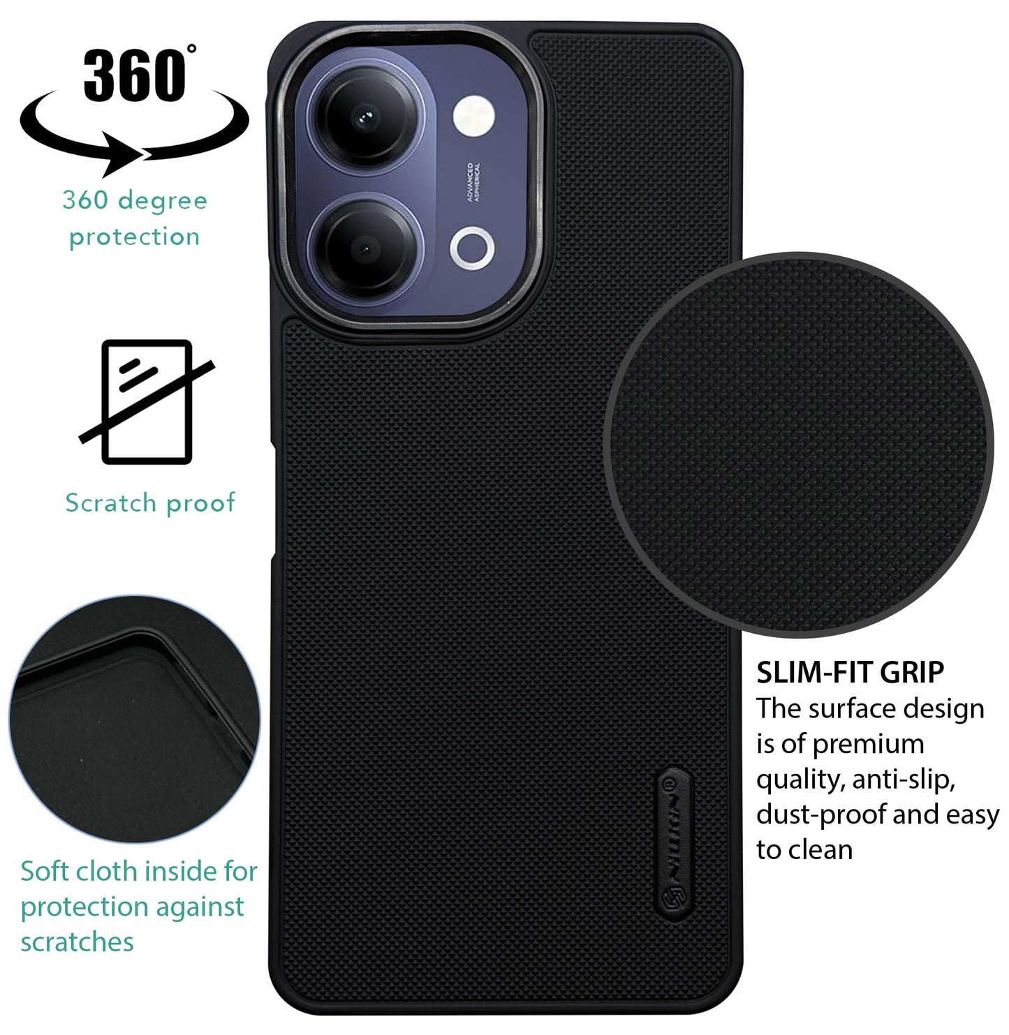 NIUKIN Super Frosted Dotted Case with Camera Ring for Vivo Y05(2026)