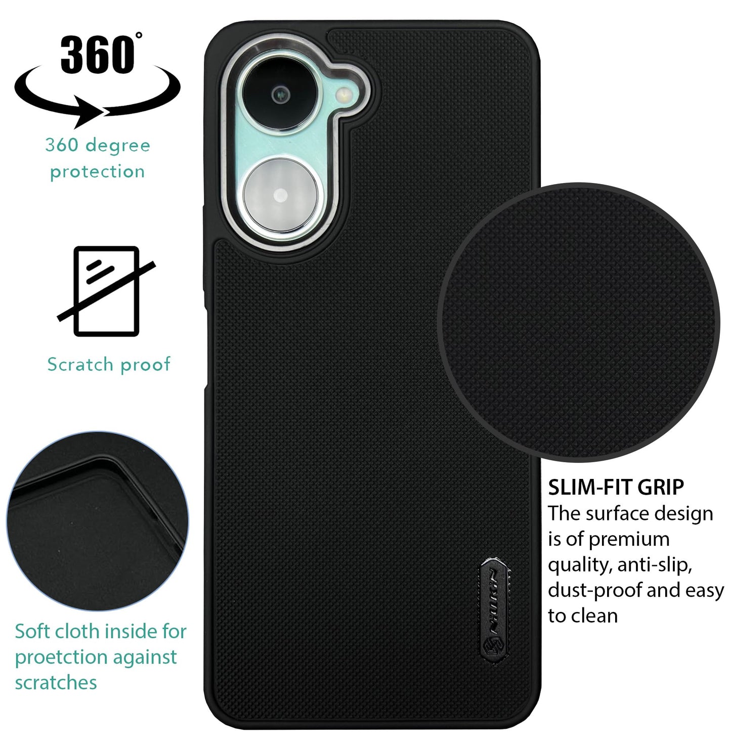 NIUKIN Super Frosted Dotted Case with Camera Ring for Vivo Y18