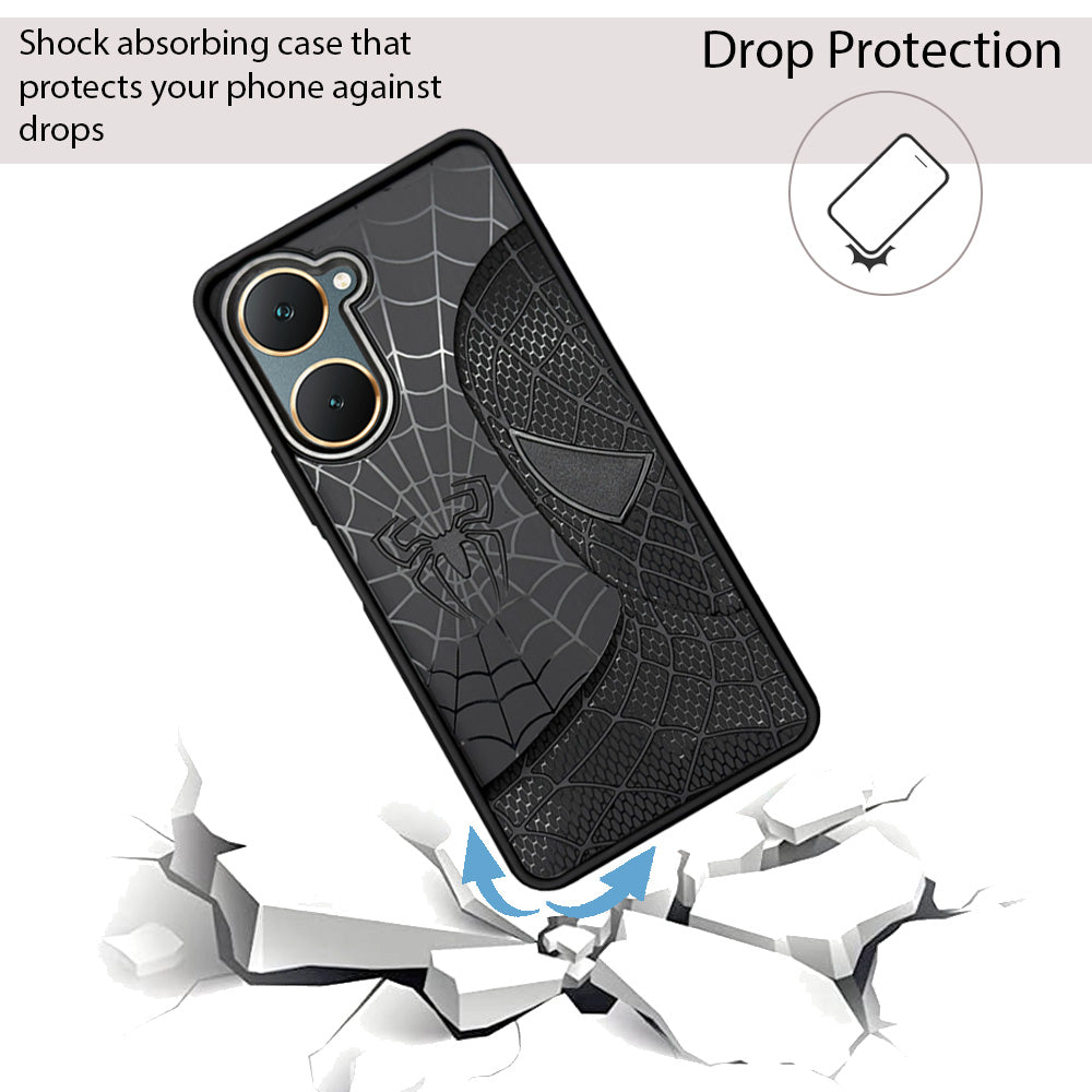 Sp Superhero Web Case with Metallic Camera Ring for Vivo Y18i