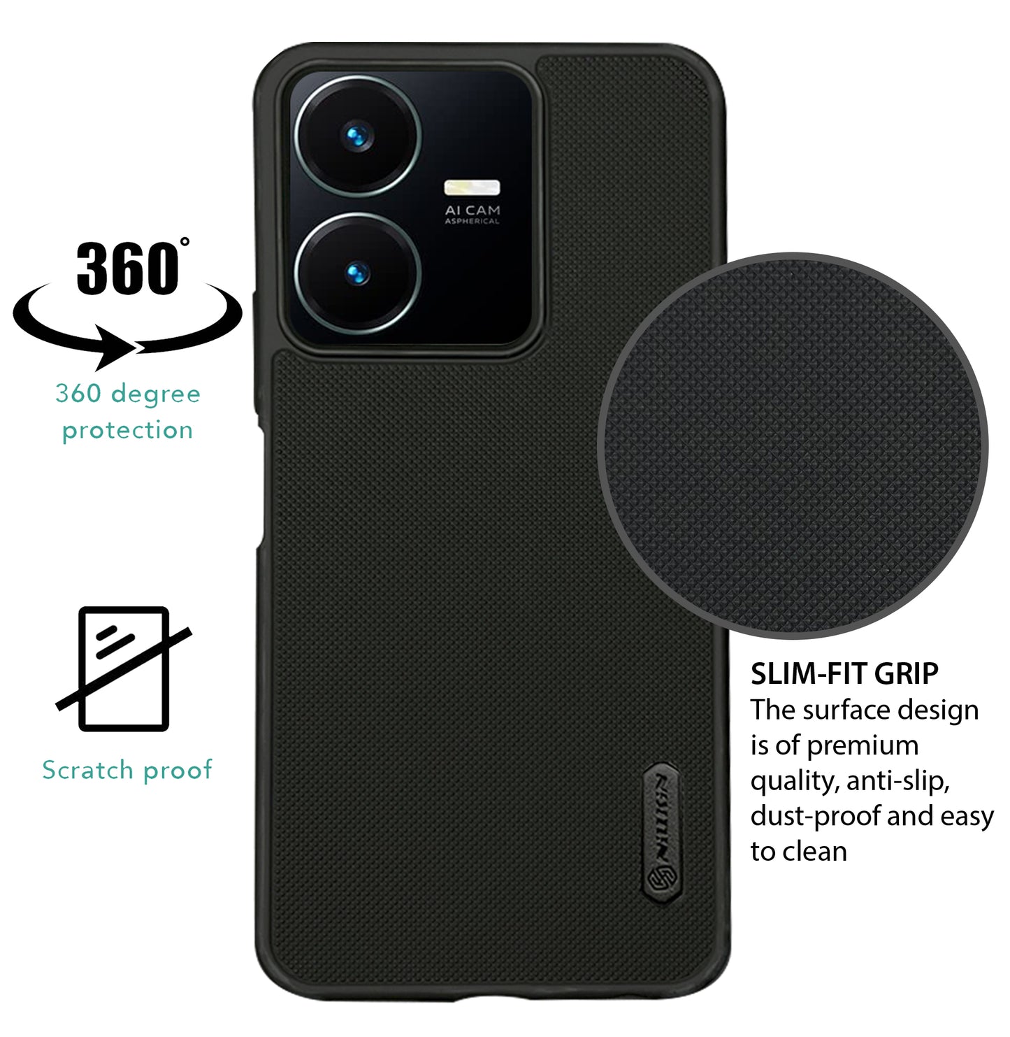 NIUKIN Super Frosted Dotted Case for Vivo Y22