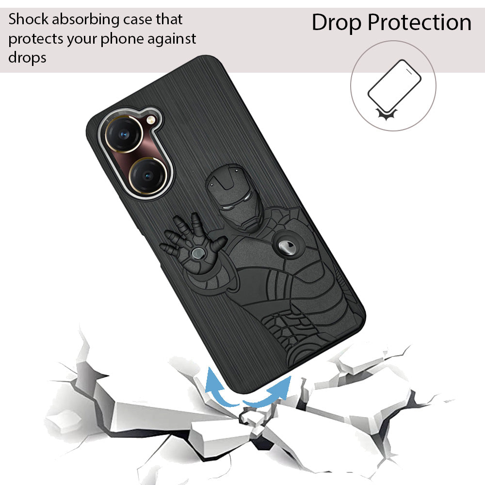 IR Superhero Action Case with Metallic Camera Ring for IQOO Z9 Lite(5G)