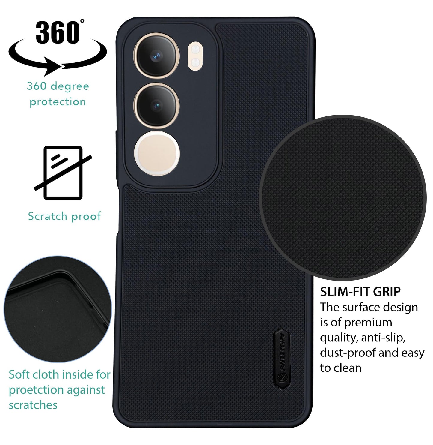 NIUKIN Super Frosted Dotted Case for Vivo Y19s