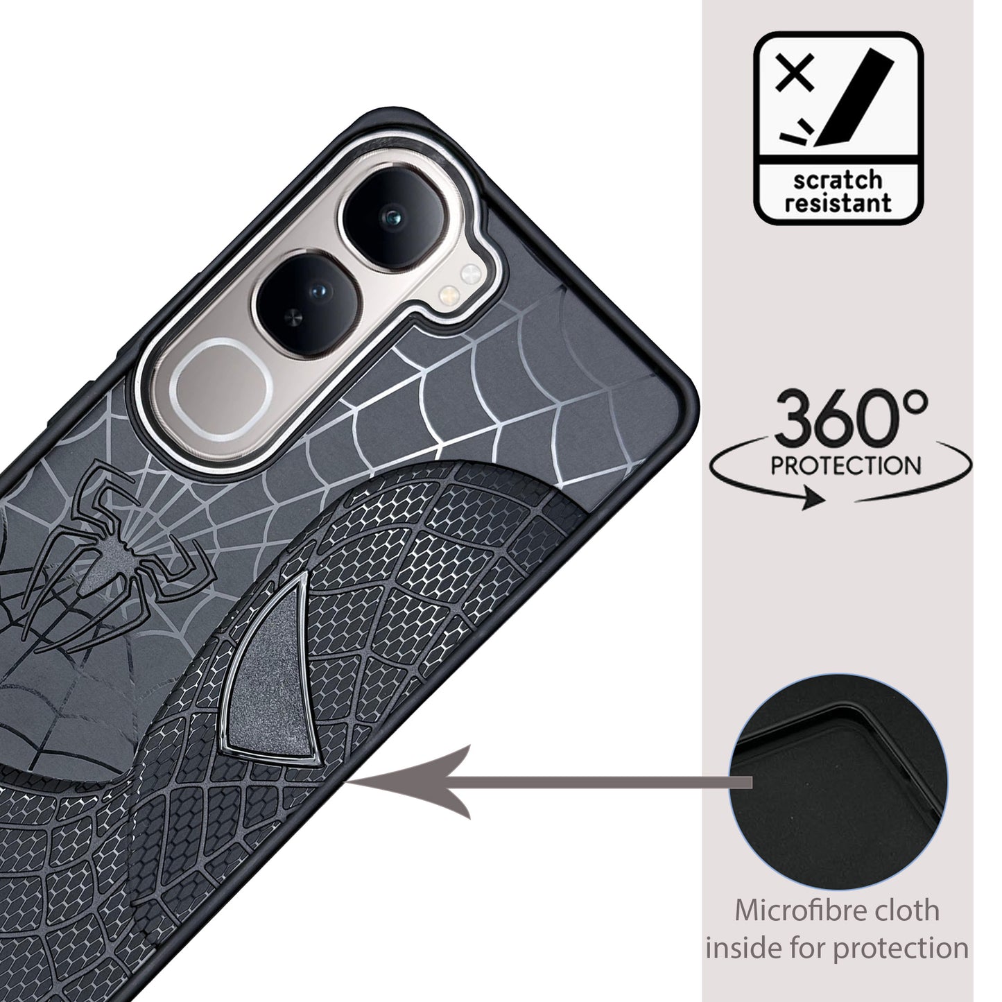 Sp Superhero Web Case with Metallic Camera Ring for Vivo Y300(5G)