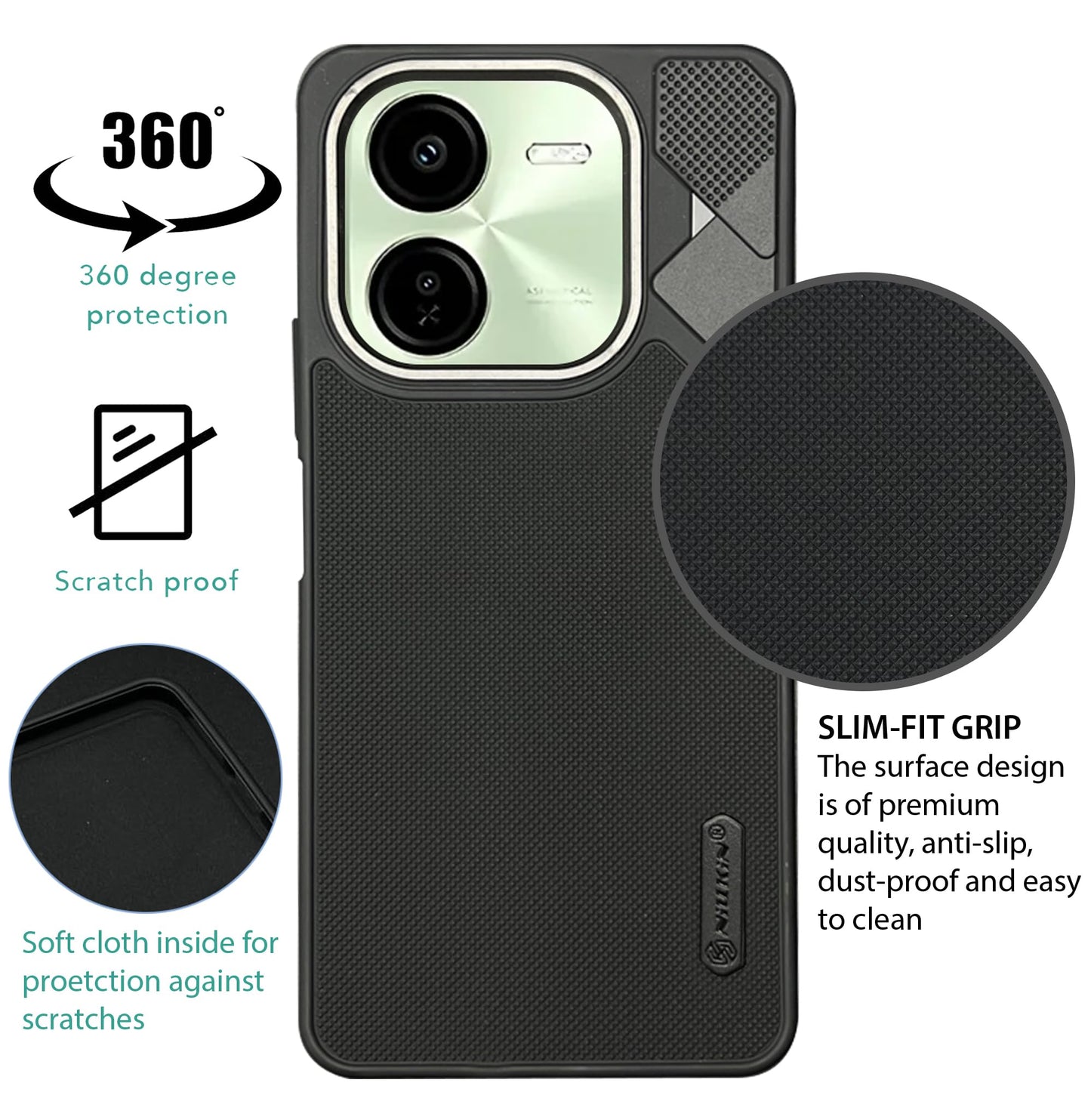NIUKIN Fancy Super Frosted Dotted Case with Camera Ring for Vivo Y37 Pro