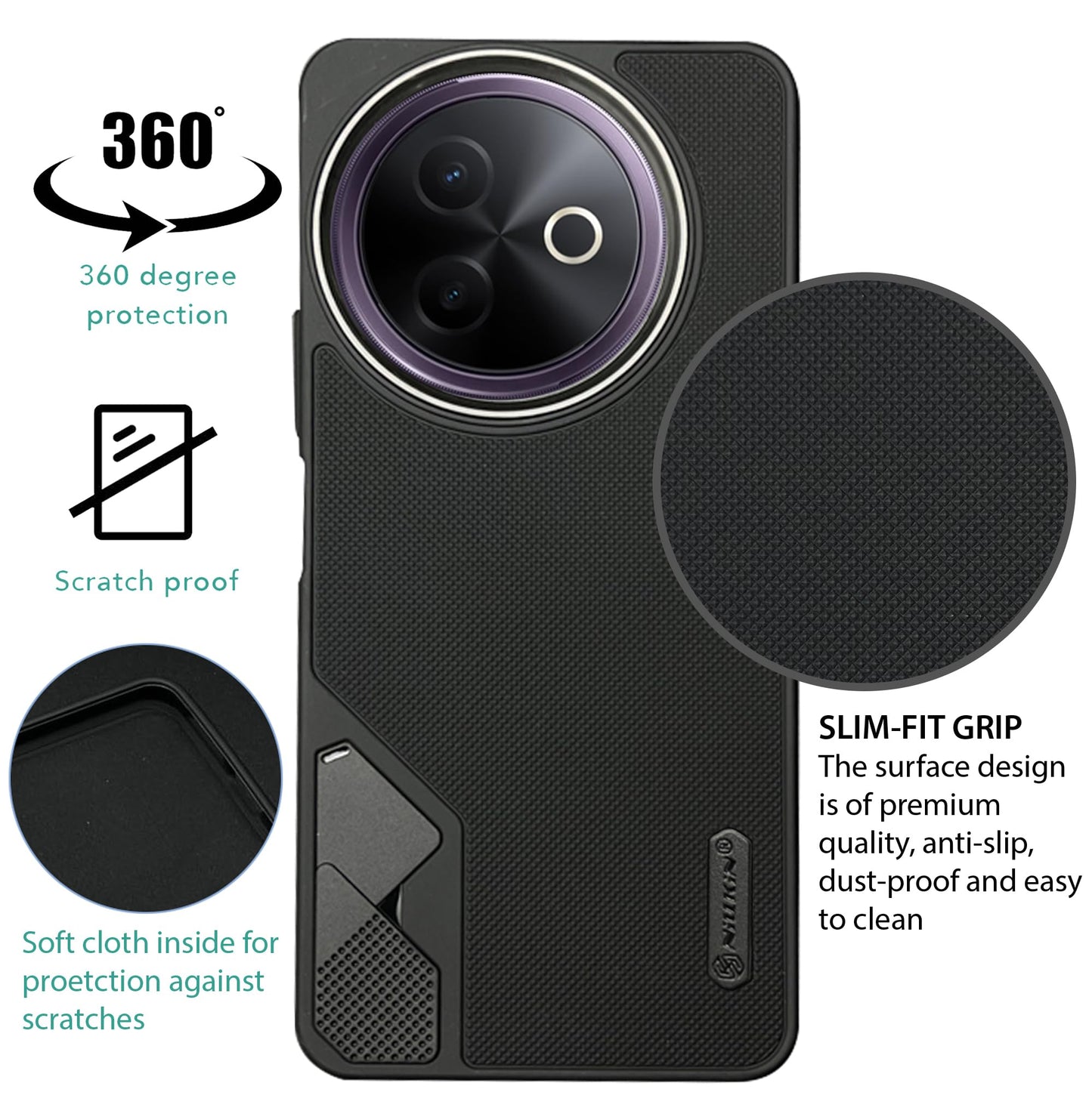 NIUKIN Fancy Super Frosted Dotted Case with Camera Ring for Vivo Y39