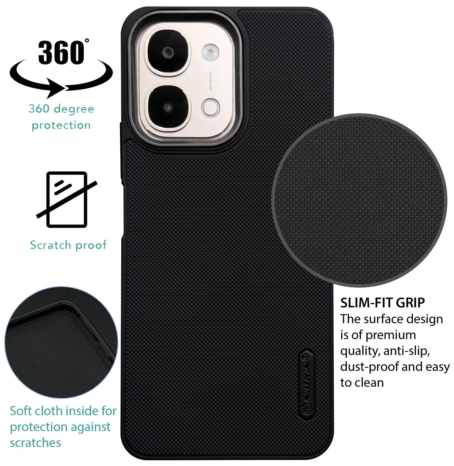 NIUKIN Super Frosted Dotted Case with Camera Ring for Vivo Y51 Pro